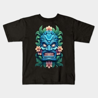 Blue Tiki Mask Kids T-Shirt